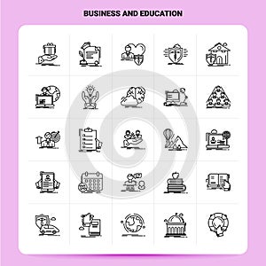 OutLine 25 Business And Education Icon set. Vector Line Style Design Black Icons Set. Linear pictogram pack. Web and Mobile
