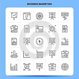 OutLine 25 Business Marketing Icon set. Vector Line Style Design Black Icons Set. Linear pictogram pack. Web and Mobile Business