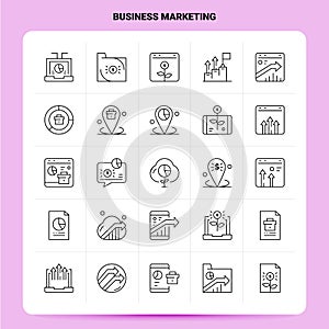 OutLine 25 Business Marketing Icon set. Vector Line Style Design Black Icons Set. Linear pictogram pack. Web and Mobile Business