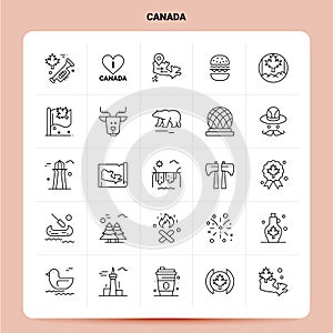 OutLine 25 Canada Icon set. Vector Line Style Design Black Icons Set. Linear pictogram pack. Web and Mobile Business ideas design
