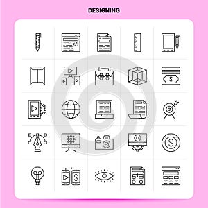 OutLine 25 Designing Icon set. Vector Line Style Design Black Icons Set. Linear pictogram pack. Web and Mobile Business ideas