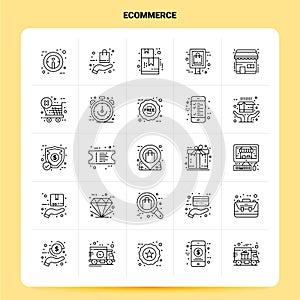 OutLine 25 Ecommerce Icon set. Vector Line Style Design Black Icons Set. Linear pictogram pack. Web and Mobile Business ideas