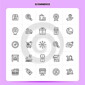 OutLine 25 Ecommerce Icon set. Vector Line Style Design Black Icons Set. Linear pictogram pack. Web and Mobile Business ideas