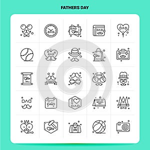 OutLine 25 Fathers Day Icon set. Vector Line Style Design Black Icons Set. Linear pictogram pack. Web and Mobile Business ideas