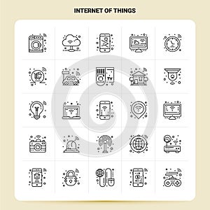 OutLine 25 Internet Of Things Icon set. Vector Line Style Design Black Icons Set. Linear pictogram pack. Web and Mobile Business
