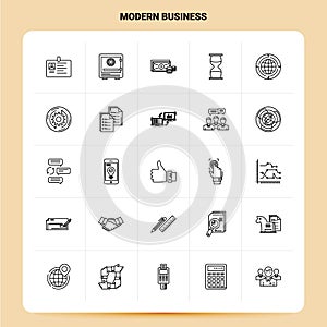 OutLine 25 Modern Business Icon set. Vector Line Style Design Black Icons Set. Linear pictogram pack. Web and Mobile Business