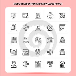 OutLine 25 Modern Education And Knowledge Power Icon set. Vector Line Style Design Black Icons Set. Linear pictogram pack. Web and
