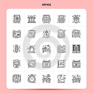 OutLine 25 Office Icon set. Vector Line Style Design Black Icons Set. Linear pictogram pack. Web and Mobile Business ideas design
