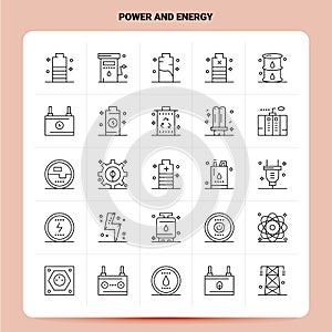 OutLine 25 Power And Energy Icon set. Vector Line Style Design Black Icons Set. Linear pictogram pack. Web and Mobile Business