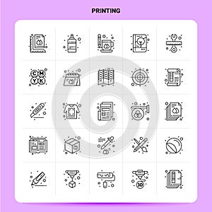 OutLine 25 Printing Icon set. Vector Line Style Design Black Icons Set. Linear pictogram pack. Web and Mobile Business ideas