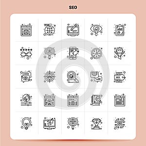 OutLine 25 Seo Icon set. Vector Line Style Design Black Icons Set. Linear pictogram pack. Web and Mobile Business ideas design