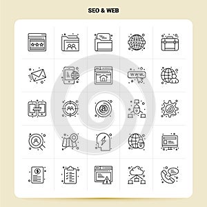 OutLine 25 Seo & Web Icon set. Vector Line Style Design Black Icons Set. Linear pictogram pack. Web and Mobile Business ideas