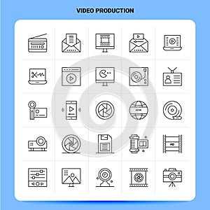 OutLine 25 Video Production Icon set. Vector Line Style Design Black Icons Set. Linear pictogram pack. Web and Mobile Business