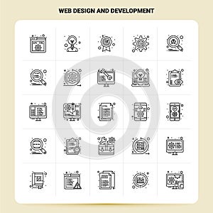 OutLine 25 Web Design And Development Icon set. Vector Line Style Design Black Icons Set. Linear pictogram pack. Web and Mobile