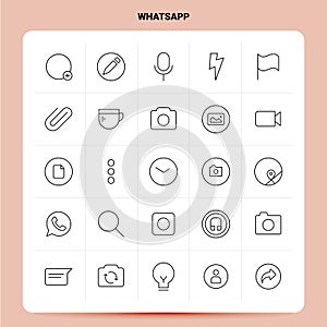 OutLine 25 WhatsApp Icon set. Vector Line Style Design Black Icons Set. Linear pictogram pack. Web and Mobile Business ideas