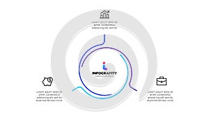 Outline abstract element for infographic. Template for cycle diagram with 3 options, parts, steps or processes