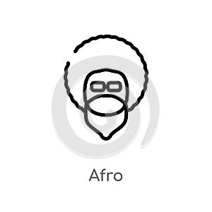 outline afro vector icon. isolated black simple line element illustration from discotheque concept. editable vector stroke afro