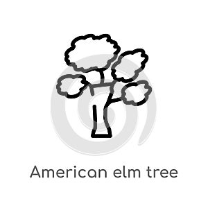 outline american elm tree vector icon. isolated black simple line element illustration from nature concept. editable vector stroke