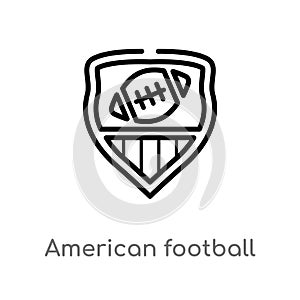 outline american football emblem vector icon. isolated black simple line element illustration from american football concept.