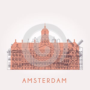 Outline Amsterdam skyline