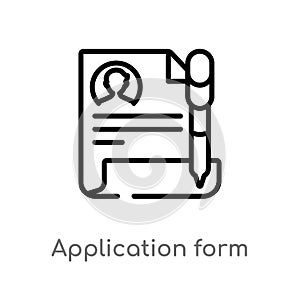 outline application form vector icon. isolated black simple line element illustration from education concept. editable vector