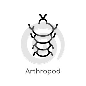 outline arthropod vector icon. isolated black simple line element illustration from stone age concept. editable vector stroke
