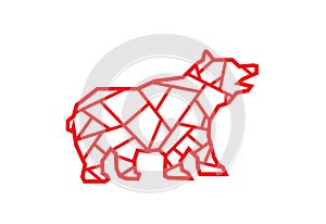 Outline artwork of a red bear which is a symbol in finance market. Mammal caniformia animal that is deadly. Editable Clip Art. photo