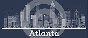 Outline Atlanta Georgia City Skyline with White Buildings