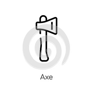 outline axe vector icon. isolated black simple line element illustration from camping concept. editable vector stroke axe icon on