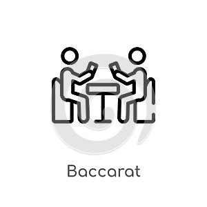 outline baccarat vector icon. isolated black simple line element illustration from activity and hobbies concept. editable vector