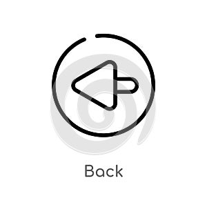 outline back vector icon. isolated black simple line element illustration from arrows 2 concept. editable vector stroke back icon