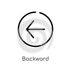 outline backward vector icon. isolated black simple line element illustration from arrows 2 concept. editable vector stroke