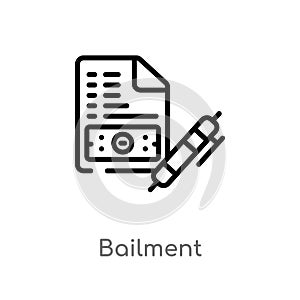 outline bailment vector icon. isolated black simple line element illustration from business concept. editable vector stroke