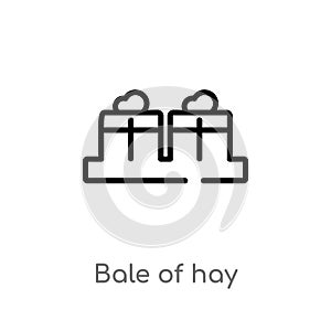 outline bale of hay vector icon. isolated black simple line element illustration from farming and gardening concept. editable