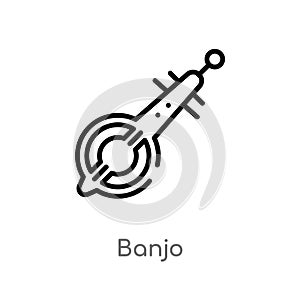 outline banjo vector icon. isolated black simple line element illustration from africa concept. editable vector stroke banjo icon