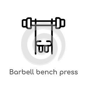 outline barbell bench press vector icon. isolated black simple line element illustration from gym and fitness concept. editable