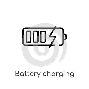 outline battery charging vector icon. isolated black simple line element illustration from tools and utensils concept. editable