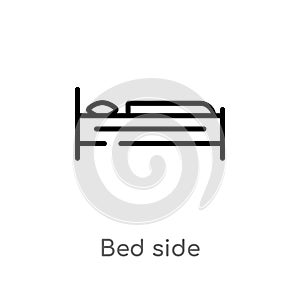 outline bed side vector icon. isolated black simple line element illustration from buildings concept. editable vector stroke bed