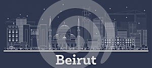 Outline Beirut Lebanon City Skyline with White Buildings