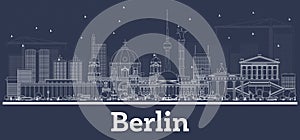 Outline Berlin Germany City Skyline with White Buildings