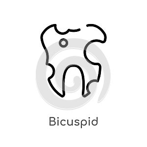 outline bicuspid vector icon. isolated black simple line element illustration from dentist concept. editable vector stroke photo