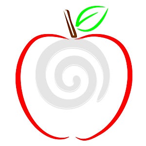 Outline of a big red apple