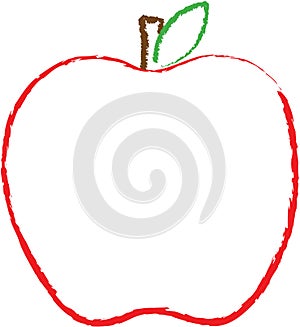 Outline of a big red apple