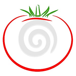 Outline of a big red tomato
