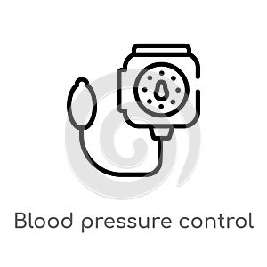 outline blood pressure control tool vector icon. isolated black simple line element illustration from medical concept. editable