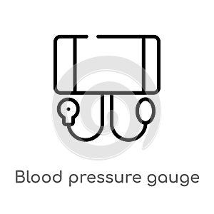 outline blood pressure gauge vector icon. isolated black simple line element illustration from health and medical concept.