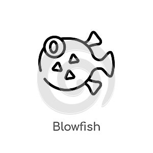outline blowfish vector icon. isolated black simple line element illustration from animals concept. editable vector stroke