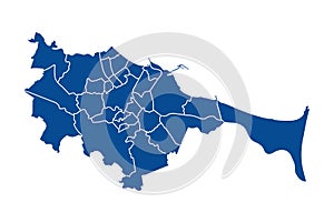 Outline blue map of Gdansk