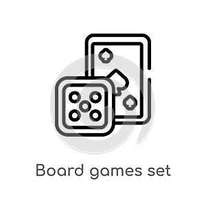 outline board games set vector icon. isolated black simple line element illustration from entertainment concept. editable vector