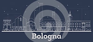 Outline Bologna Italy City Skyline with White Buildings photo